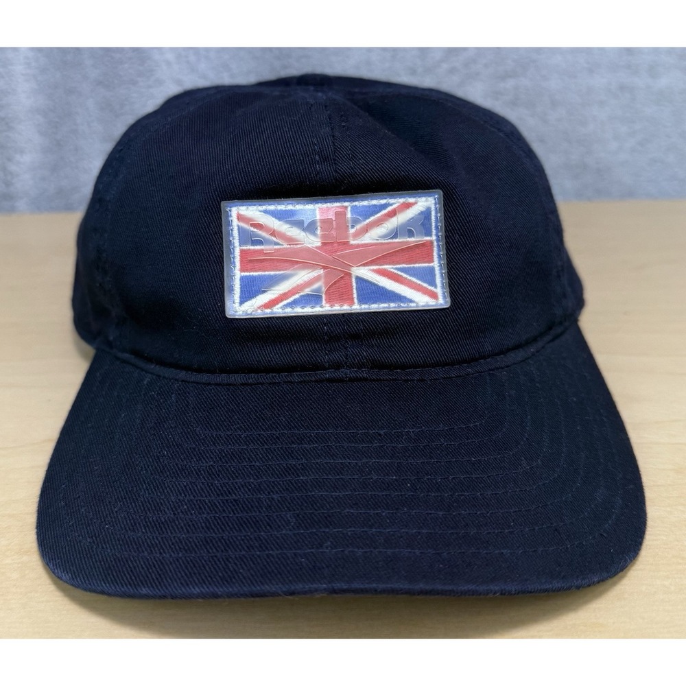 Vtg Reebok International Snapback Hat Mens 90s Taiwan‎ Rubber Raised Logo Flag